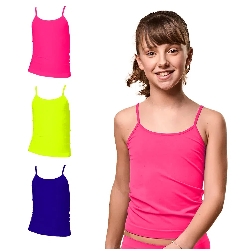 FOCENZA Set 3 Pezzi Canottiere Bambina in Microfibra con Spalline Sottili, Elasticizzate e Confortevoli in Vari Colori, Made in Italy