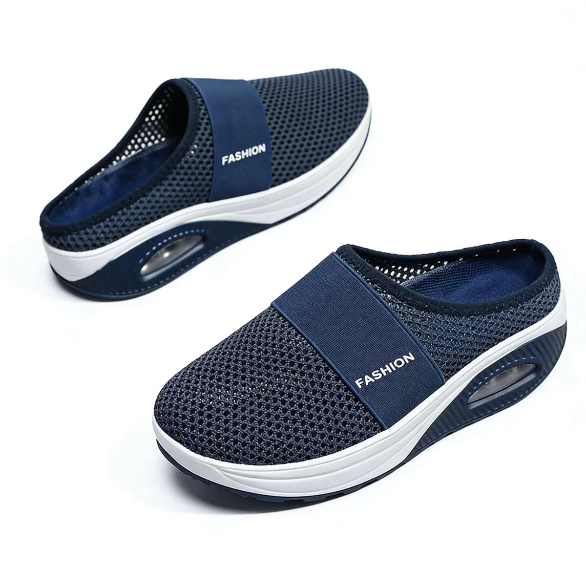 Ciabatte Ortopediche Donna con Cuscino d'Aria, Scarpe Estive Traspiranti in Rete, Sneakers Slip-On Leggere con Zeppa Basculante, Sabot Antiscivolo Comode per Camminata e Tempo Libero