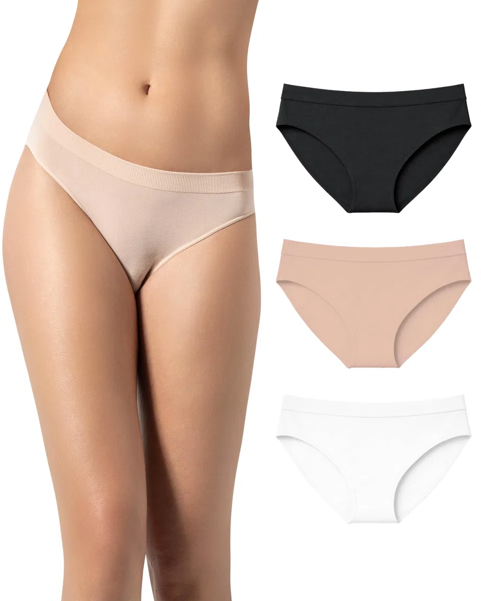 Risalti Slip Donna Bamboo Senza Cuciture 3 Pz - Mutande Donna Seamless Elasticizzate in Viscosa di Bamboo, Intimo Donna Traspirante Ipoallergenico, Morbide e Fresche Tutto Il Giorno - Made in Italy