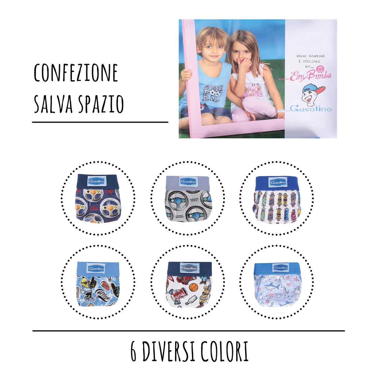 Slip Bambino Ragazzo 6 Pezzi Fantasia Cotone