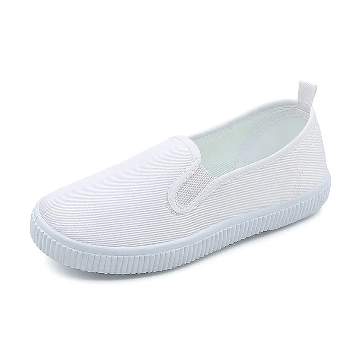 Scarpe Tela Bambini Chiusura a Strappo - Leggere e Traspiranti, Taglie 22-41, Scarpe da Ballo Bianche per Interni, Ideali per Scuola e Danza