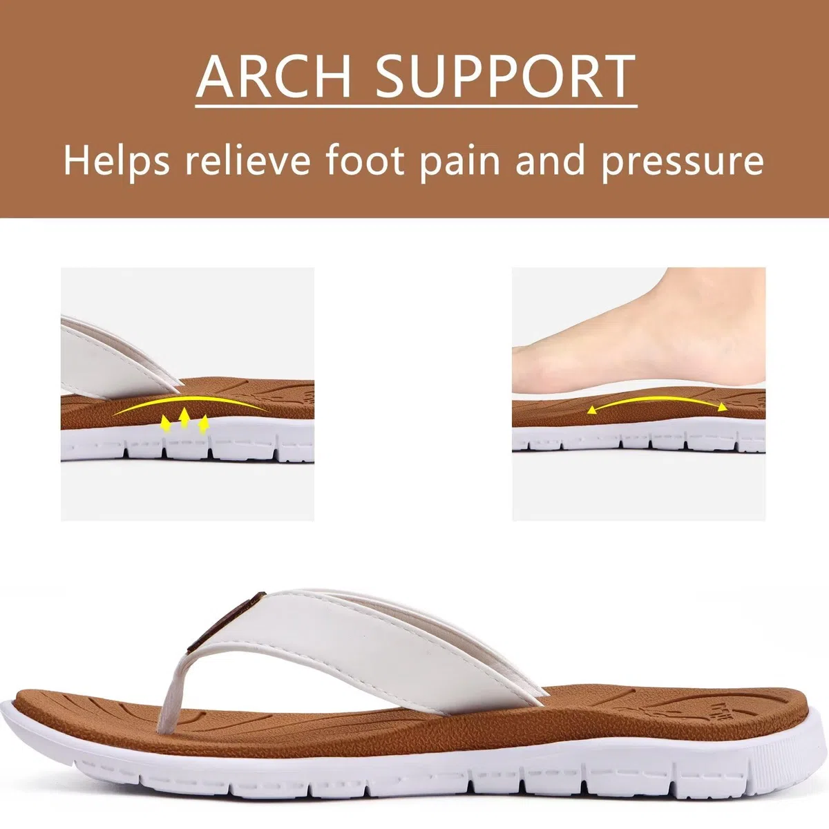 KuaiLu Infradito Donna Moda Estive Comode Pelle Ciabatte Supporto Arco Plantare Spiaggia Piscina Sandali Mare Leggere Antiscivolo Gomma Suole
