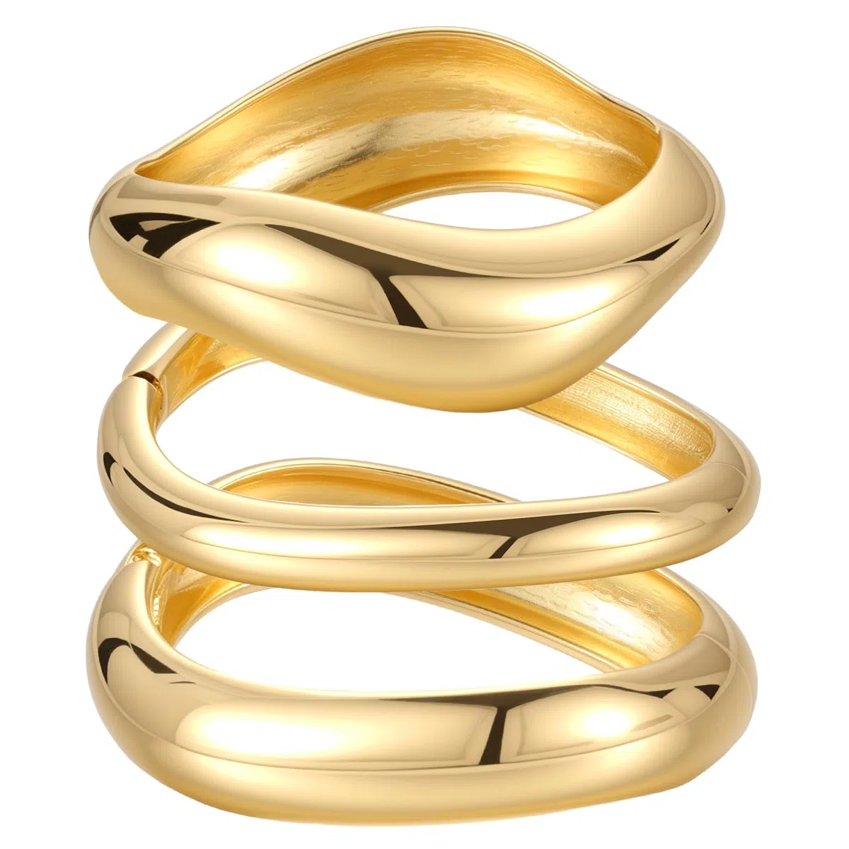 Emibele Bracciali d'oro per le Donne, 3PCS Bracciali d'oro con Cerniera Aperta Per le Donne, Bracciale Largo Per il Braccio, Regali di Gioielli Minimalisti Per San Valentino, Natale e Compleanno