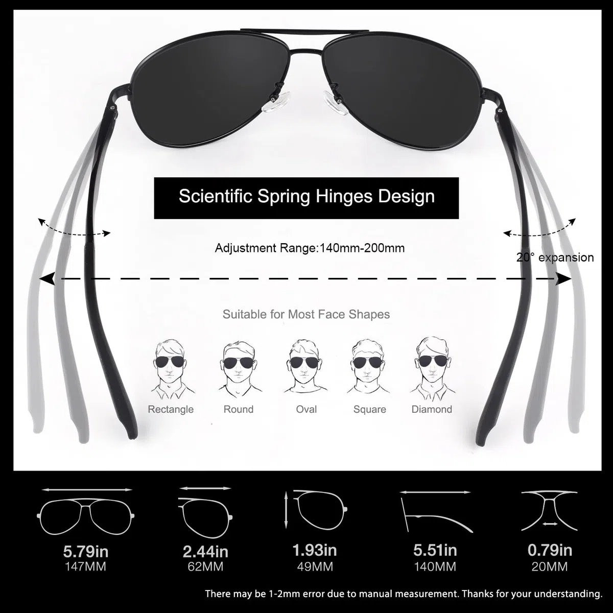 GQUEEN Occhiali da Sole da Uomo Polarizzati Premium Al-Mg Specchio Cardini a Molla Pilota UV400,MOS1