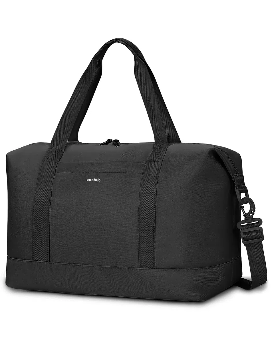 EHOHUB Borsa da Viaggio Pieghevole, Borsone da Viaggio Resistente All'acqua 40x30x20 Per Donna e Uomo, Bagaglio a Mano per Ryanair con Tasca Bagnata per Aereo, Palestra, Weekend, Nero