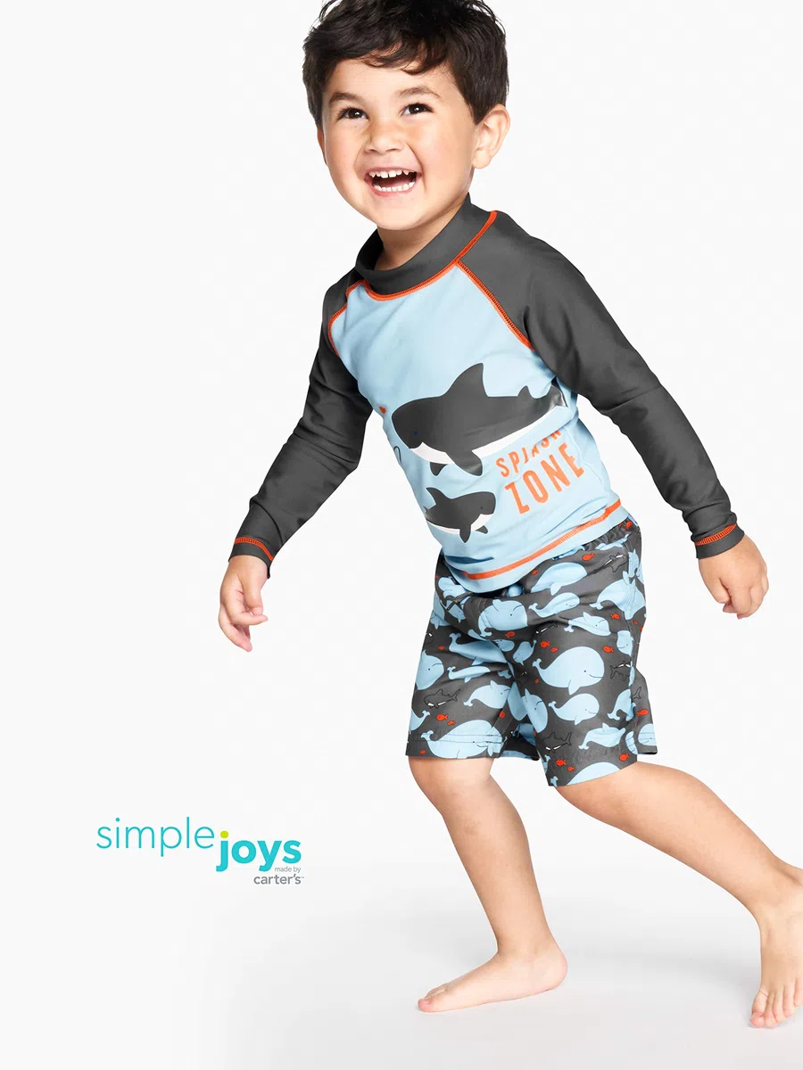 Simple Joys by Carter's Swimsuit Trunk And Rashguard Set Set di Rash Guard Bimbo 0-24 (Pacco da 1)