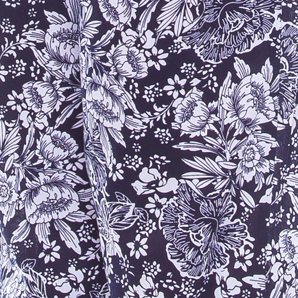Kendindza - Pantaloni estivi da donna, lunghi, leggeri, per il tempo libero, con fiori in cotone