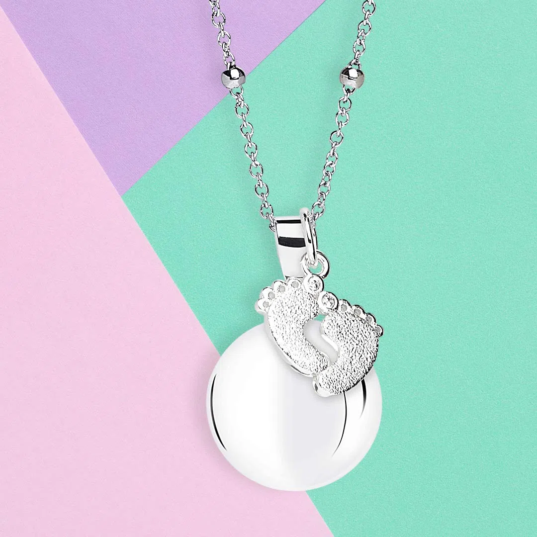 MAMIJUX Chiama Angeli Piedini Mamma Idea Regalo Gravidanza Collana Donna Richiamo degli Angeli Catenina Acciaio