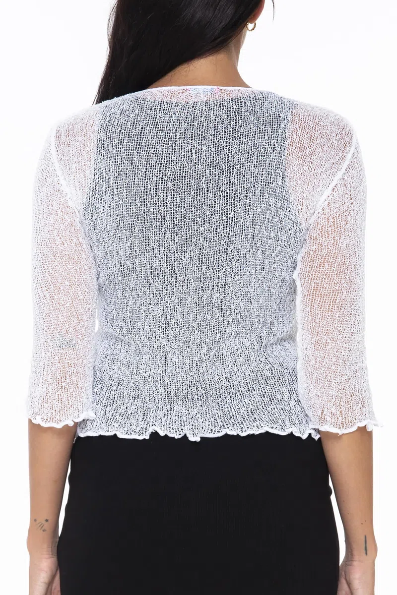 SHU-SHI - Cardigan/Coprispalle Trasparente - Effetto a Maglia - Donna