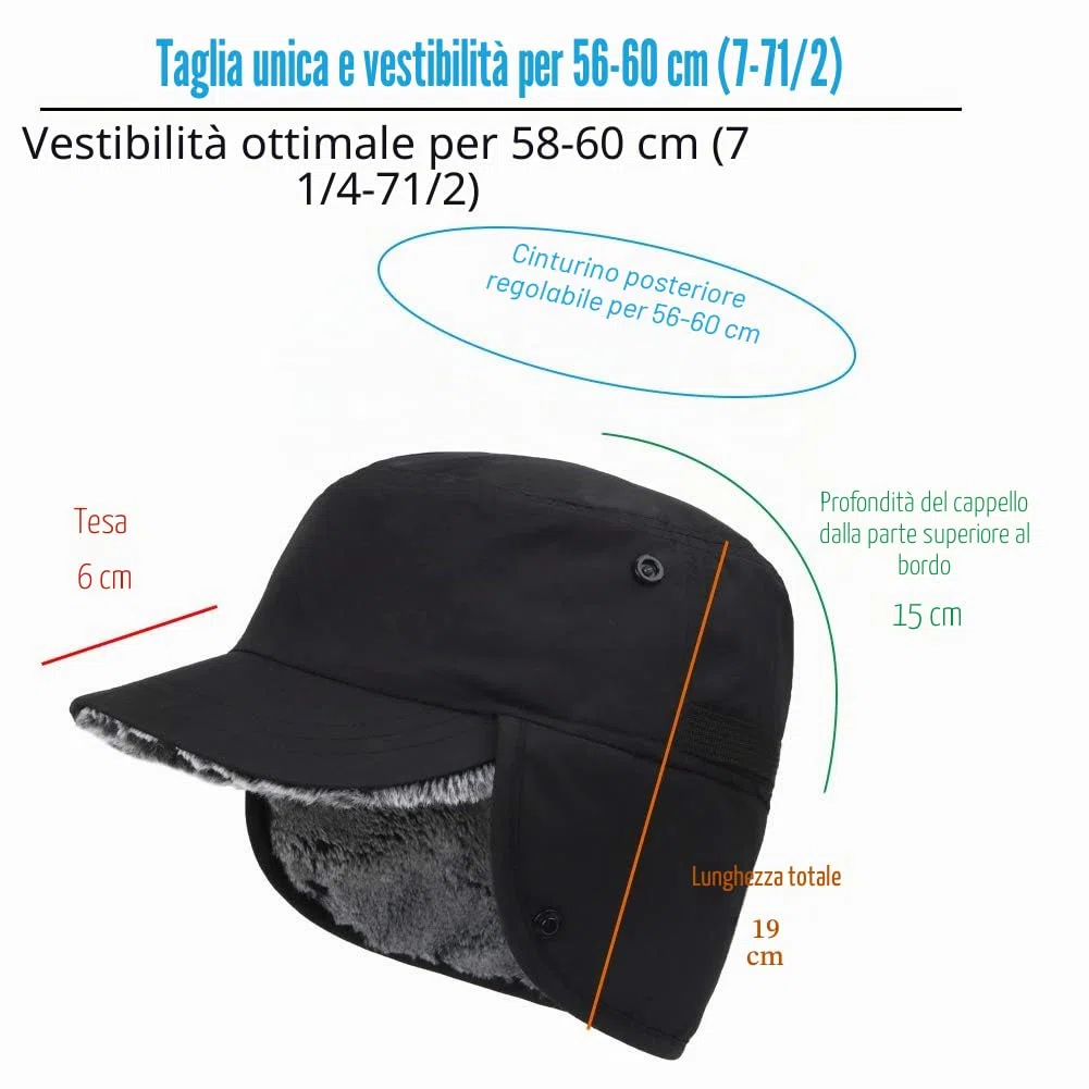 Gisdanchz Cappelli Invernali con Visiera e Paraorecchie - Foderato in Pelliccia Sintetica