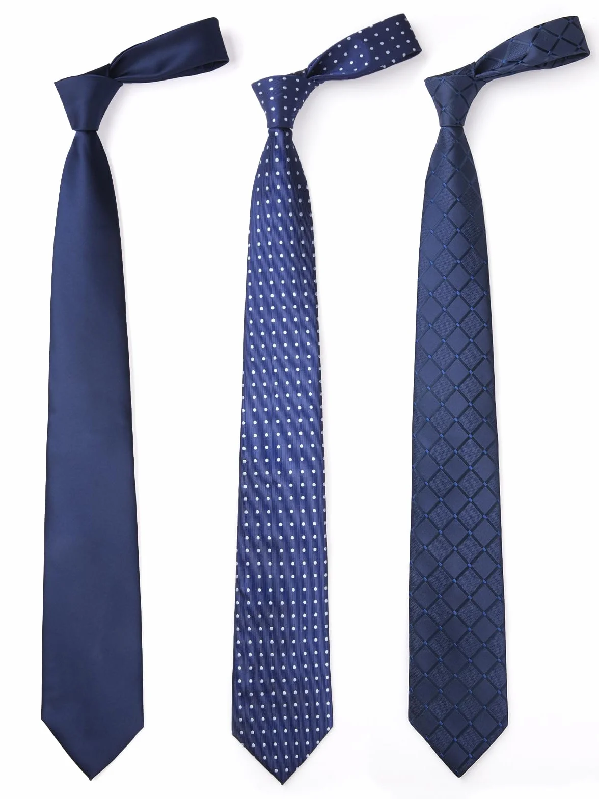 HISDERN Lotto 3 pezzi Cravatta da uomo Classica elegante Righe a quadri Cravatte in tinta unita e fazzoletto Cravatta in seta Set Cravatta per matrimoni Cravatta a quadri Set multipli