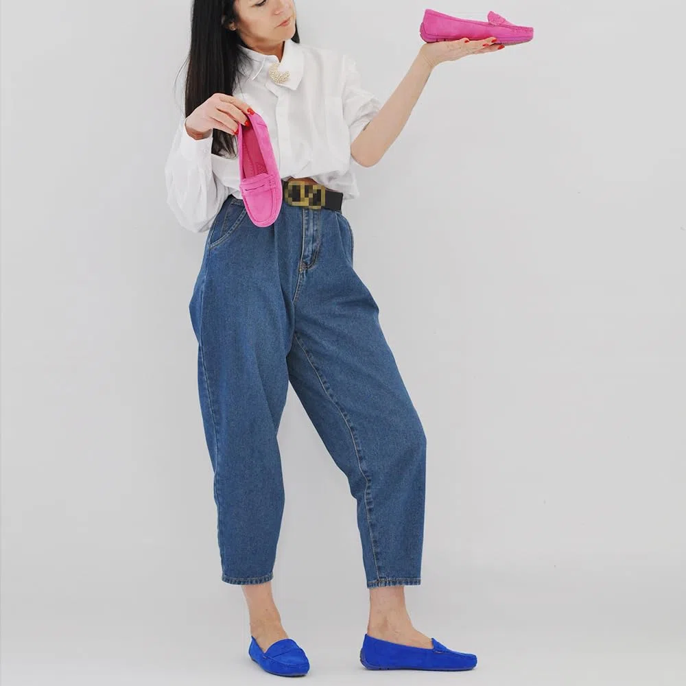 IF Fashion Scarpe Mocassini Slip On Loafers Morbidi Donna con Strass Pietri Camoscio Scamosciato FT245