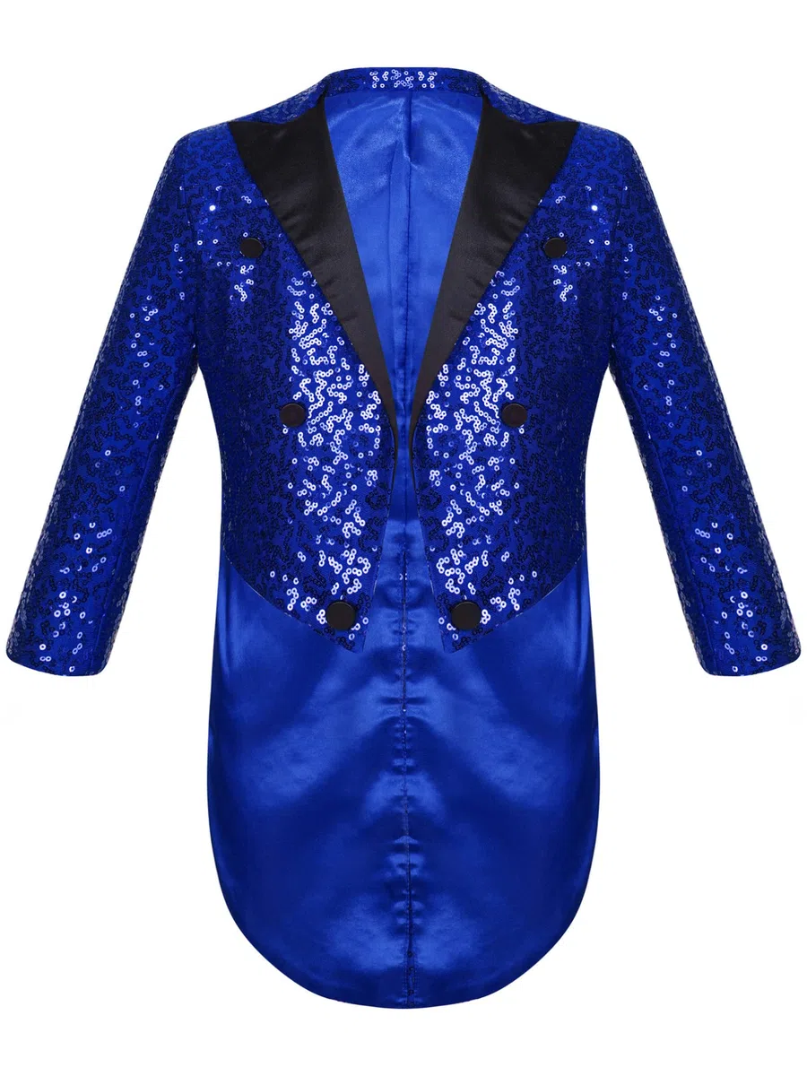TiaoBug Giacca Frac di Paillettes Bambini e Ragazzi Blazer Elegante Tailcoat Giacca Tuxedo Gentiluomo Giacca da Cerimonia Matrimonio Nuziale Jacket Abito da Batessimo