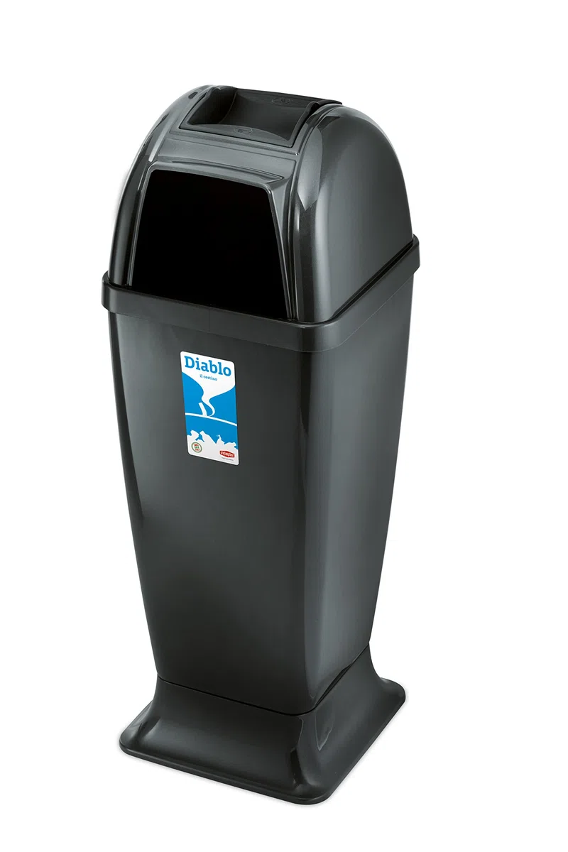 Stefanplast 3876629 Gettacarte/Posacenere Diablo In Plastica Antracite Lt 50