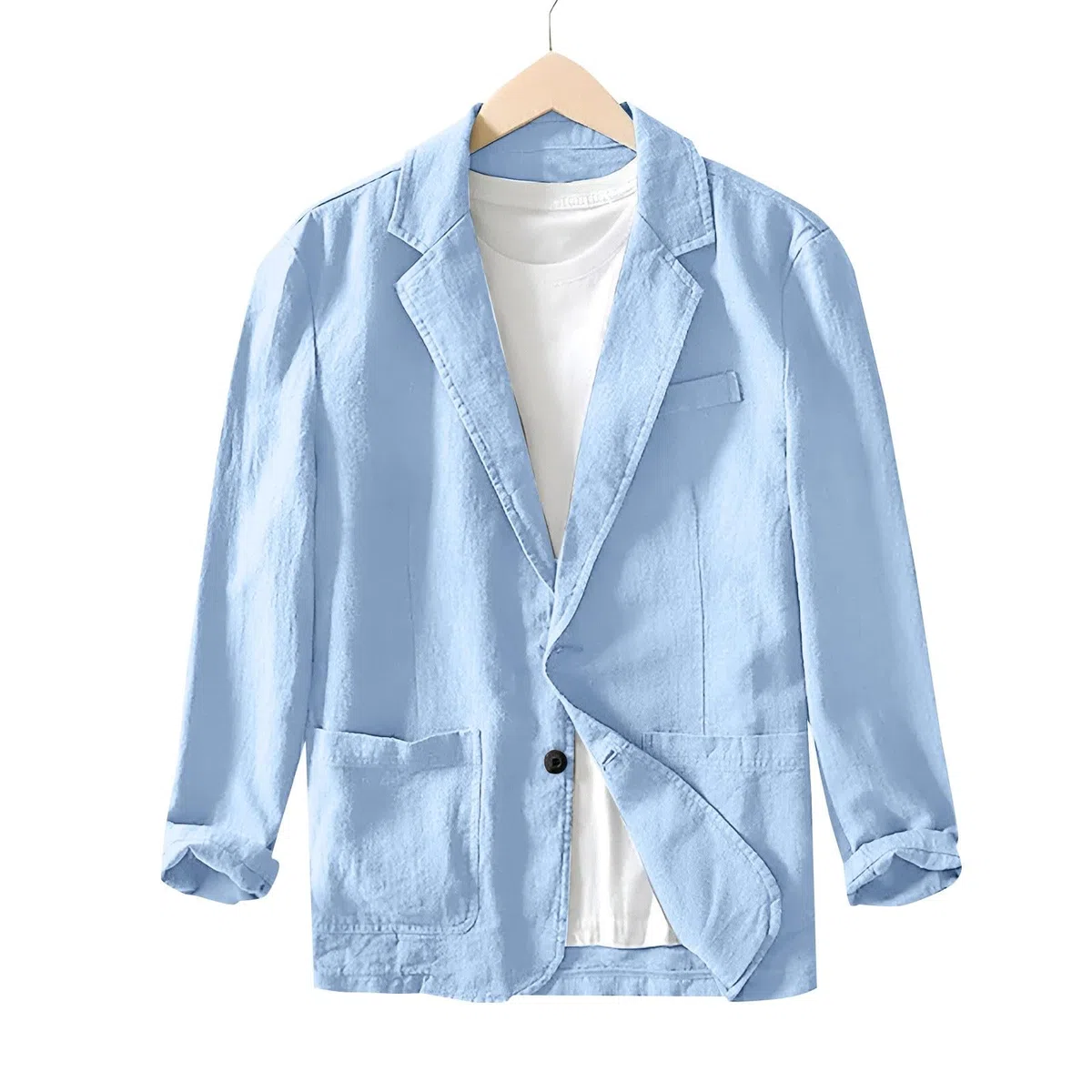 generisch Giacca da uomo casual, in lino, morbida, comoda, per il tempo libero, blazer, tinta unita, in lino, blazer da uomo, leggera, vestibilità regolare