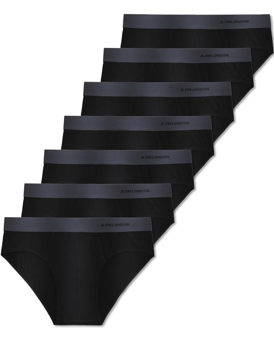FM London Confezione da 7 Slip Uomo Essentials - Slip Uomo Cotone - Mutande Moderne Senza Etichette con Fascia Elastica in Vita Anti Arrotolamento