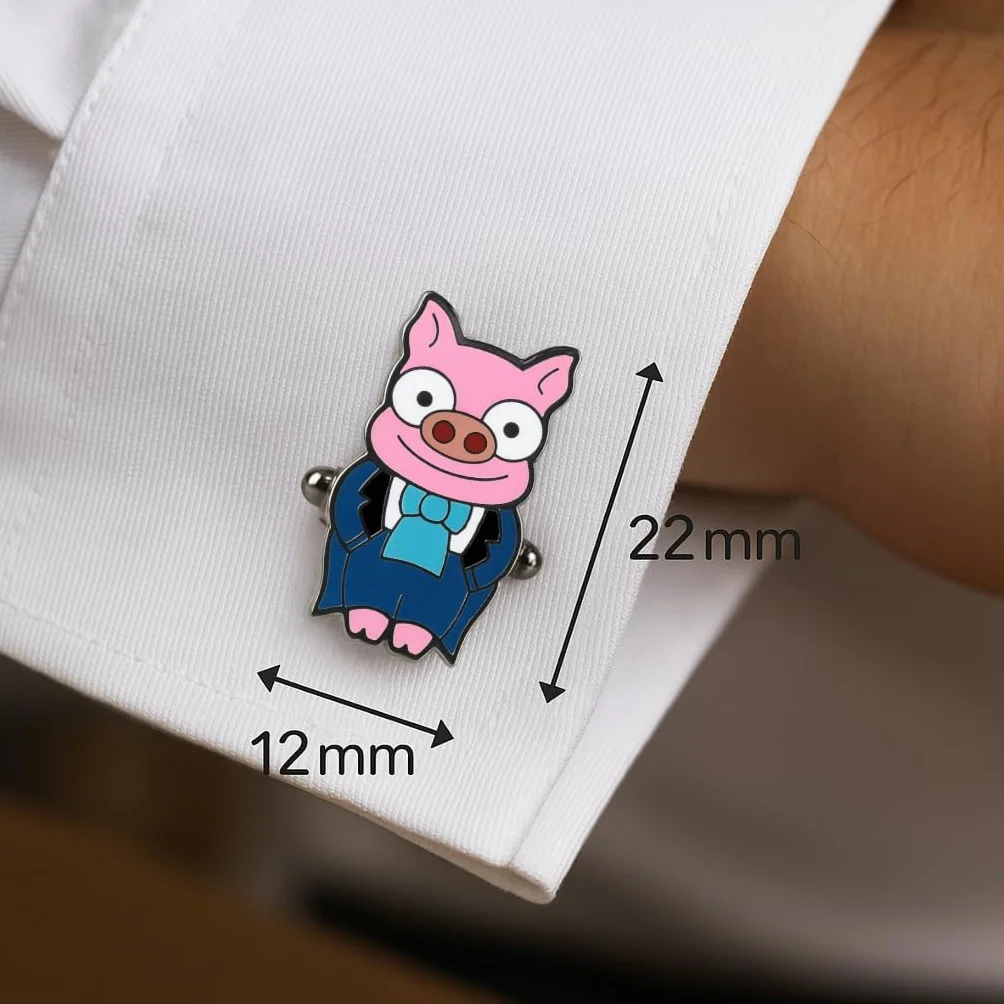 Gemelli divertenti con maialini smaltati a mano per camicia – Coppia di maiale sposo e sposa con dettagli – Accessorio unico per matrimoni, eventi formali e celebrazioni