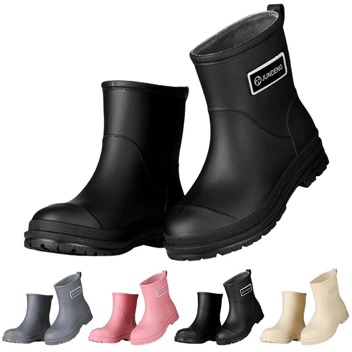 Stivali corti da donna in gomma semi-alti, antiscivolo, impermeabili, comodi, suola spessa, ammortizzanti, per esterni, fango, giardino, 36-40