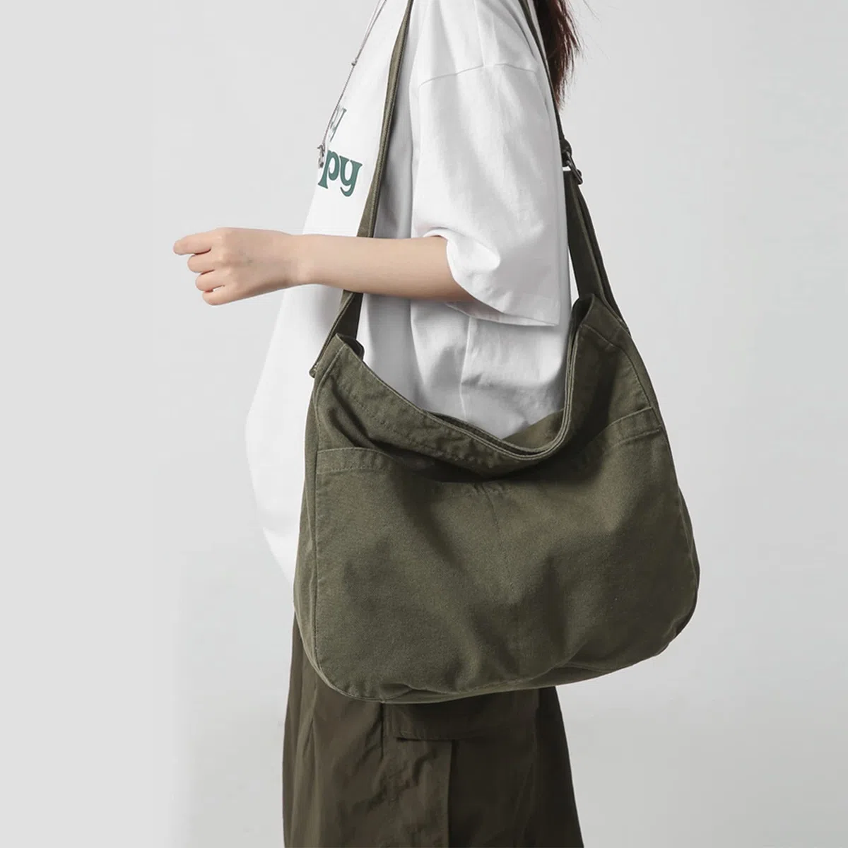 X SIM FITNESSX Unisex perizoma Bag Oxford borsa a tracolla singola per donna Shopping Bag quotidiano/ufficio/scuola/viaggio borsa in tessuto di moda (Verde Scuro)