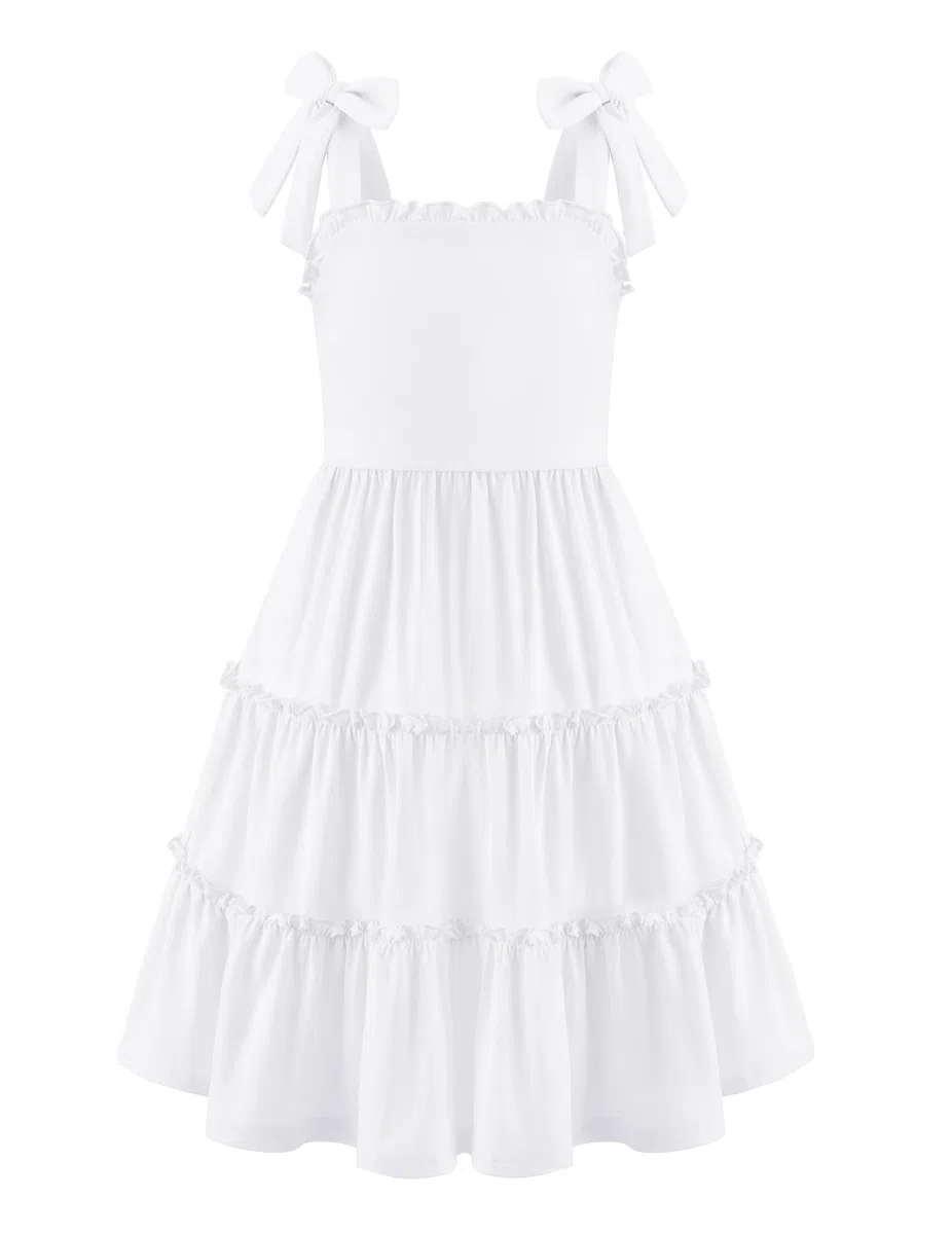 Arshiner Ragazze Abito Spalline a Papillon Bambini Vestito Cotone Estivo Elegante Abiti Senza Maniche A Tapezio Abito per Ragazze 5-14 Anni