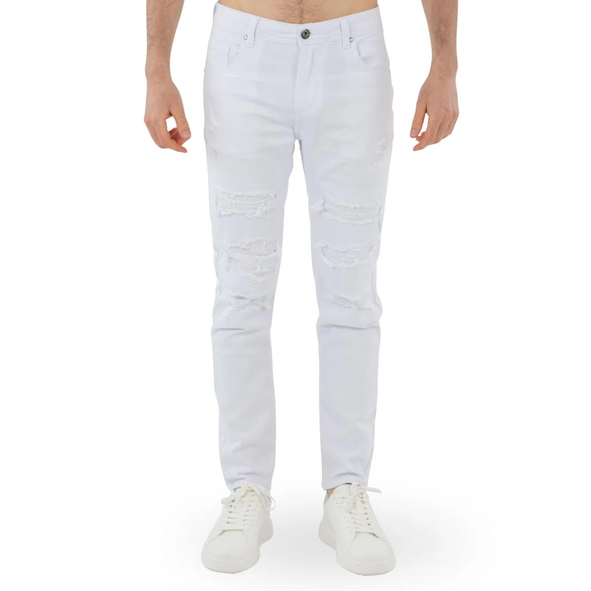 TONY BACKER - Jeans Strappati Uomo, Jeans Regular Fit Elasticizzati, Denim Uomo Casual Fashion, Straight Comfort, Neri e Bianchi, Taglie 44-54 Art. YG3424