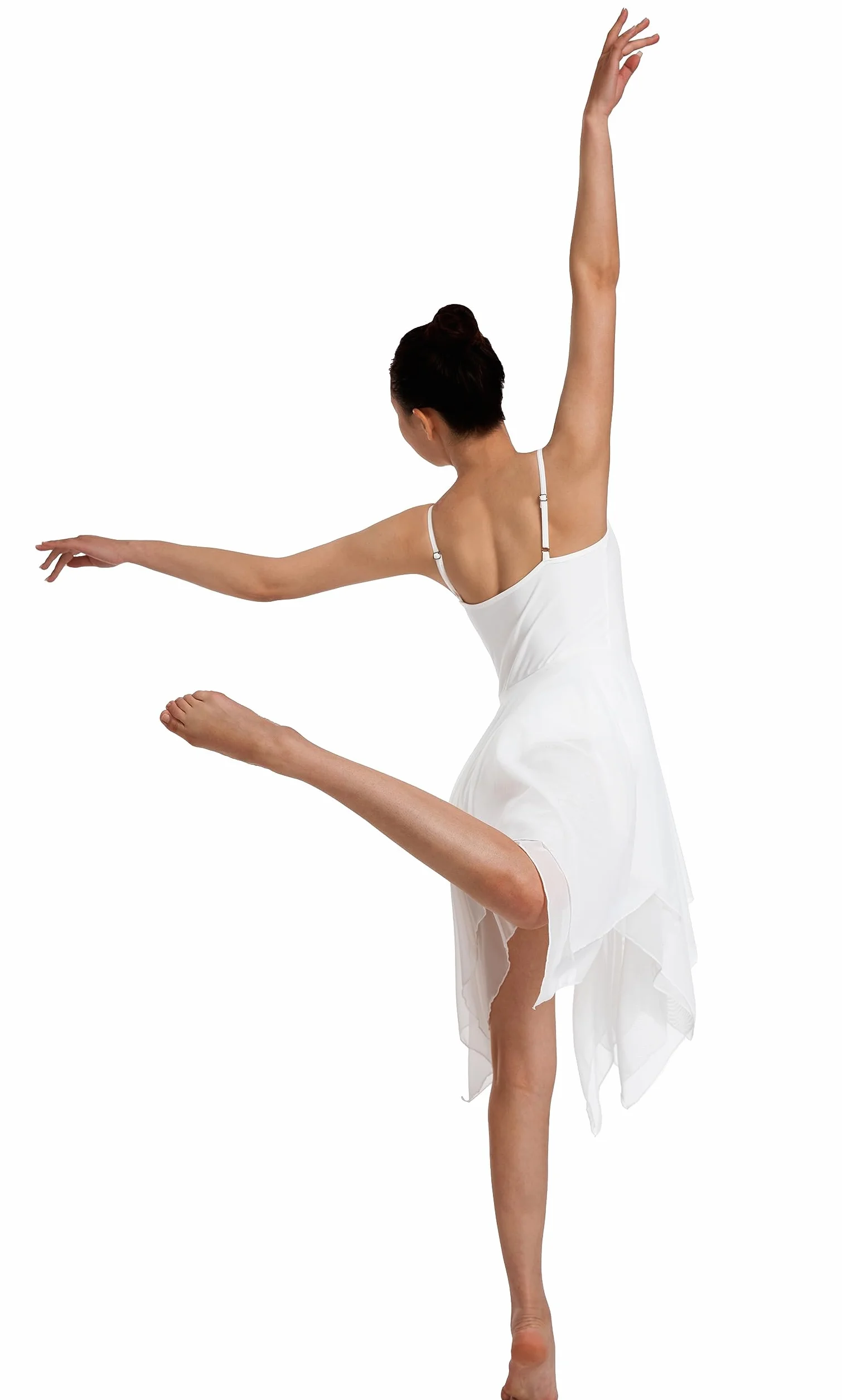 Donne Moderno Abito Lirico Camisole Dance Costume Balletto Asimmetrico High-Low Mesh Gonnato Senza Maniche Leotard Ginnastica Body da Danza Vestito da Balletto Classica Leotard