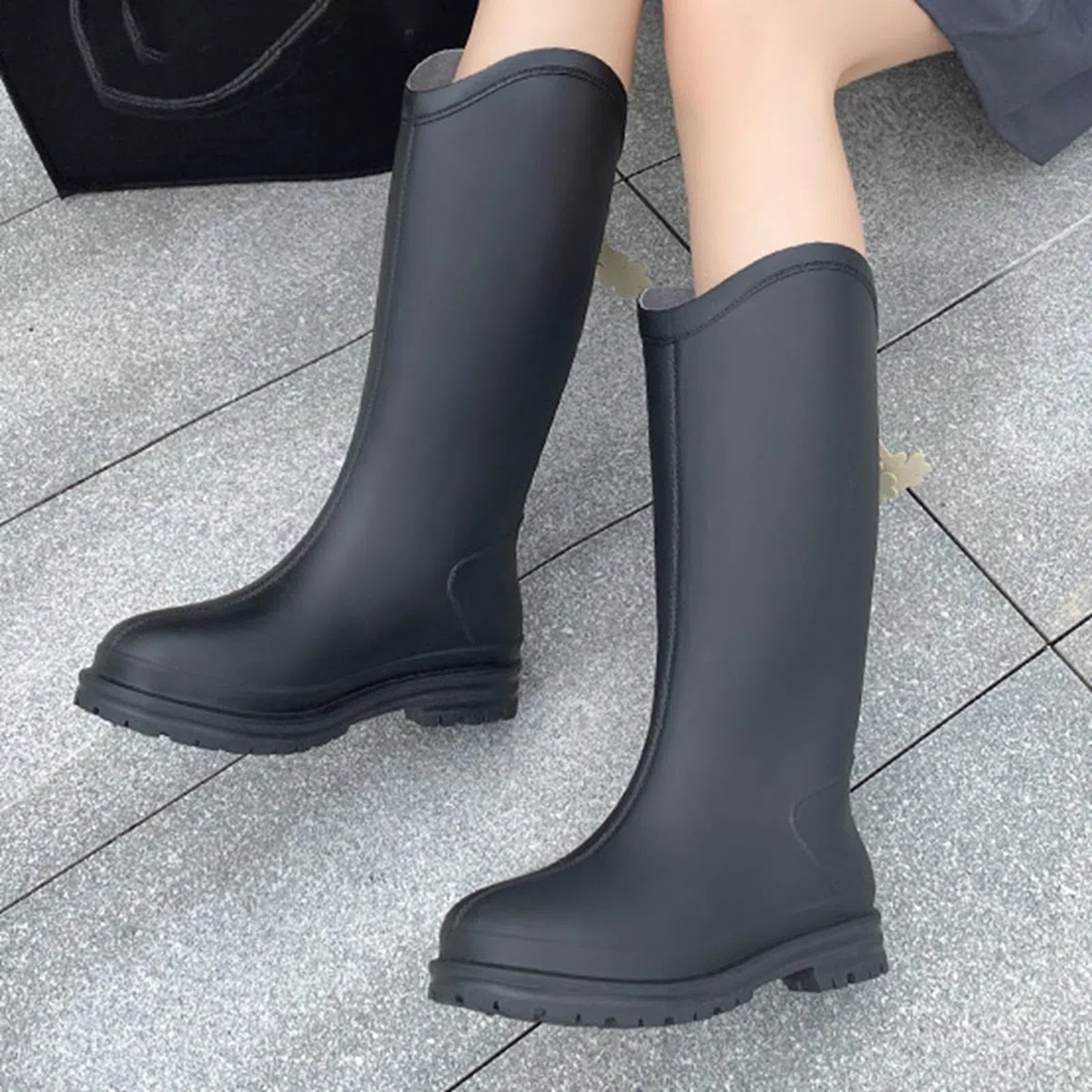 Donna Stivaletti Pioggia Stivali da Giardino in Gomma da Lavoro Wellies Ankle Boots Tronchetti Donna Altezza Stivaletti Moda Antivento Stivali Wellies Ankle Boots per Esterni, Giardino e Cortile
