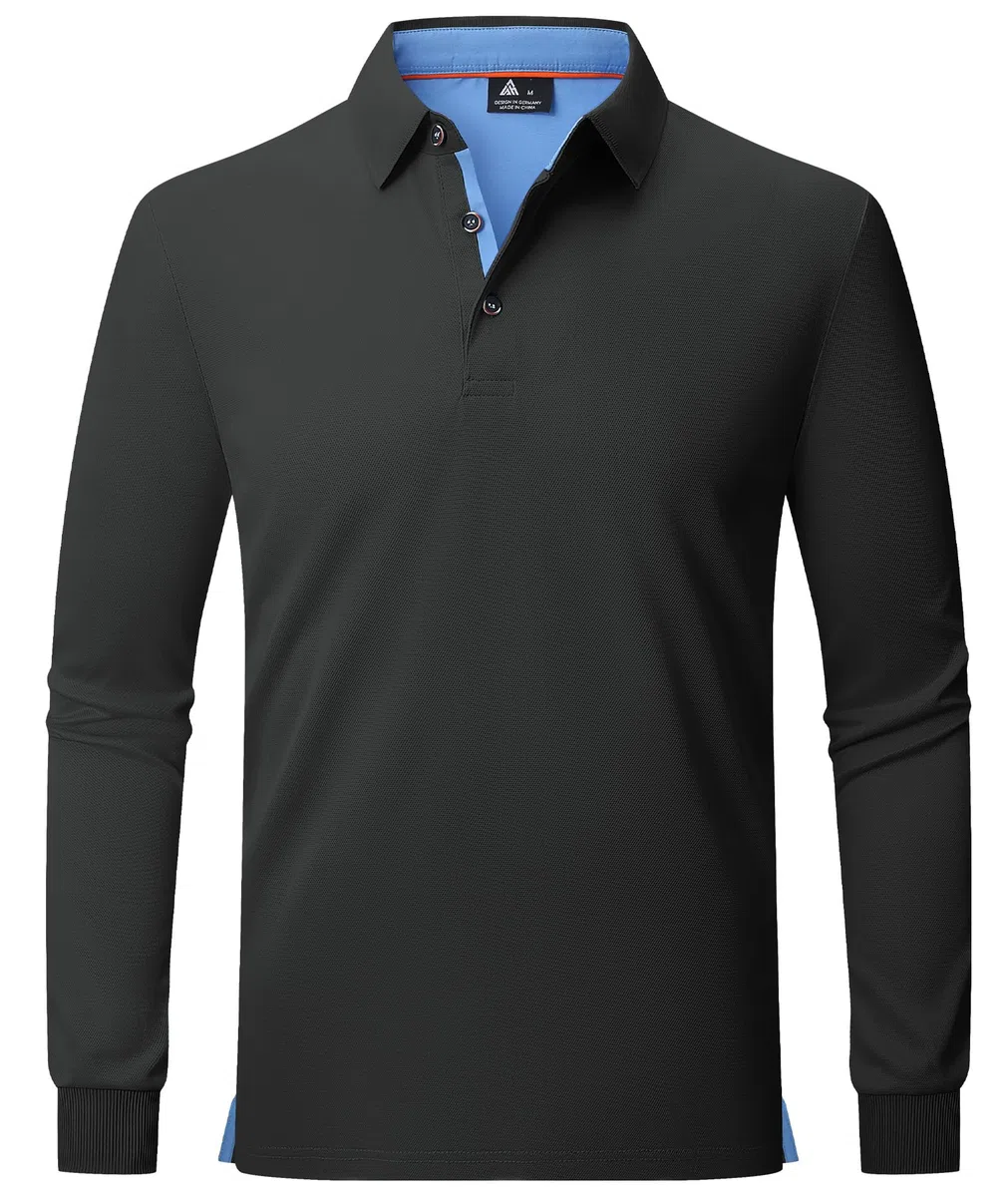 zitysport Polo Uomo Manica Lunga Traspiranti Asciugatura Rapida Camicie a Maniche Lunghe Uomo Camicie Estive Bottoni Uomo Camicia Sportiva Casual Basic Regular Fit Golf Polo Shirt