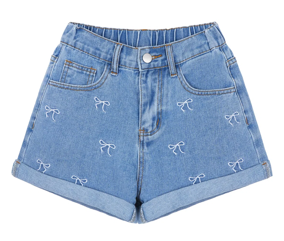 SEAUR Ragazza Shorts da Jeans Casual Moda Baggy Shorts Denim Bambina Pantaloni Denim Corti con Vita Elastica 8-12 Anni