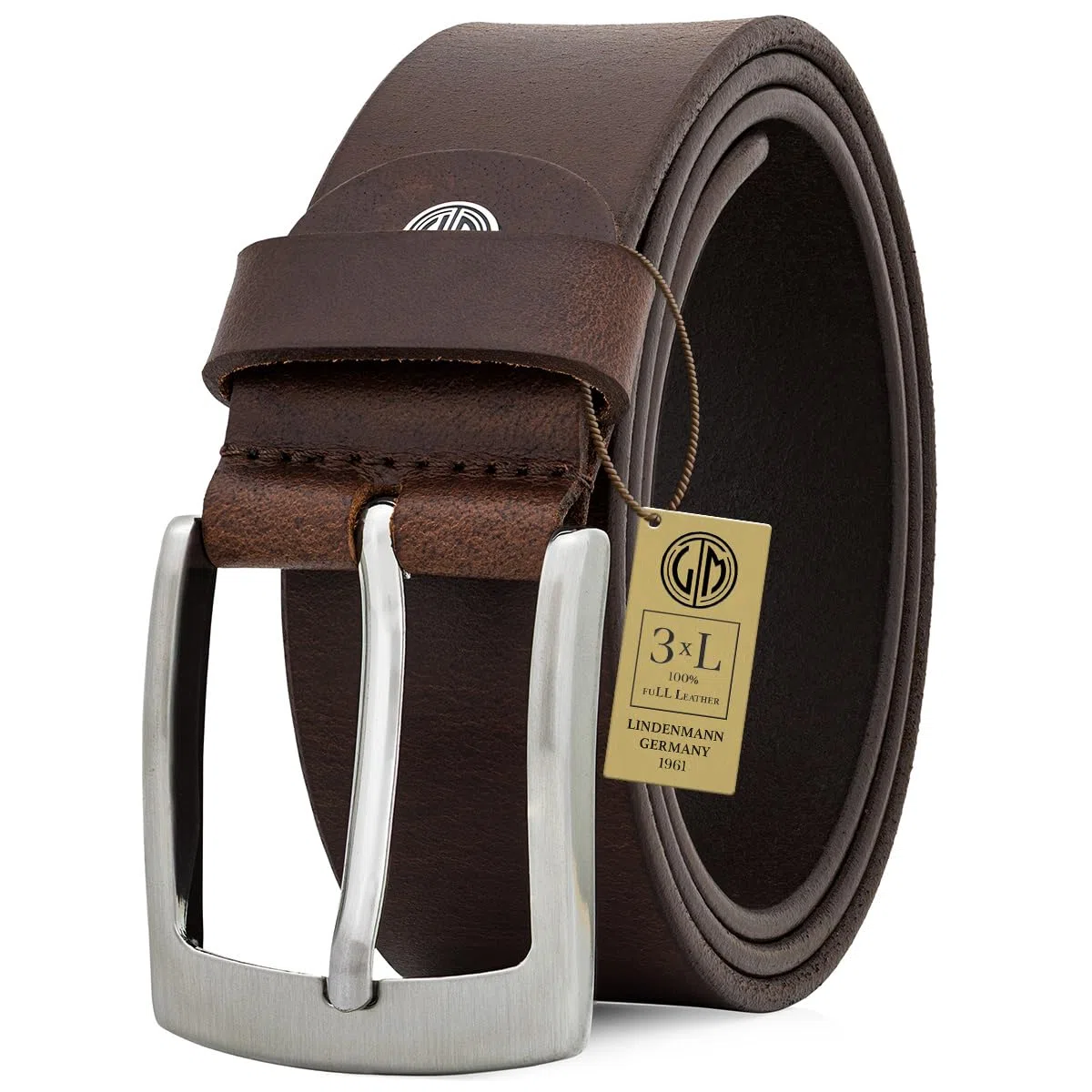 Lindenmann cintura uomo cintura in pelle di bufalo, 40 mm di larghezza e 3,5 mm - 4 mm di spessore, accorciabile, cintura, cintura in pelle, cintura jeans, XL, nero/marrone