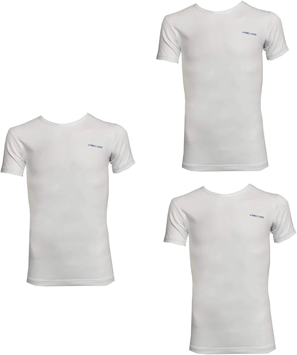 Enrico Coveri Maglietta Intima Bambino e Ragazzo, Offerta 3-6 Pezzi, Maglietta Intima in Cotone Bielastico (3 Pezzi Bianco, 15-16 Anni)