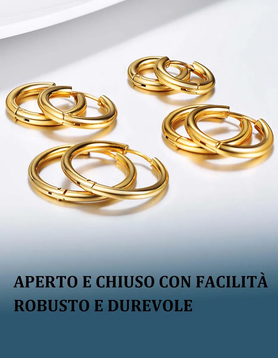 PROSTEEL Set di orecchini da uomo, unisex, alla moda, in acciaio inossidabile 316L, placcati oro/placcati in metallo nero (3 o 4 pezzi)