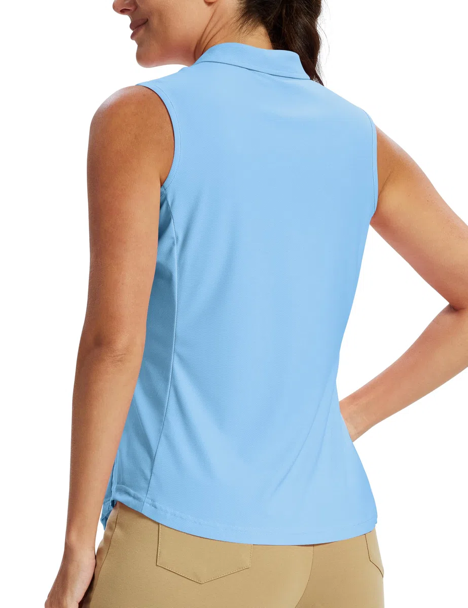 MoFiz Polo Donna Senza Maniche Cerniera 1/4 Golf Poloshirt Eleganti Lavoro Camicia Traspirante Sport Canotte