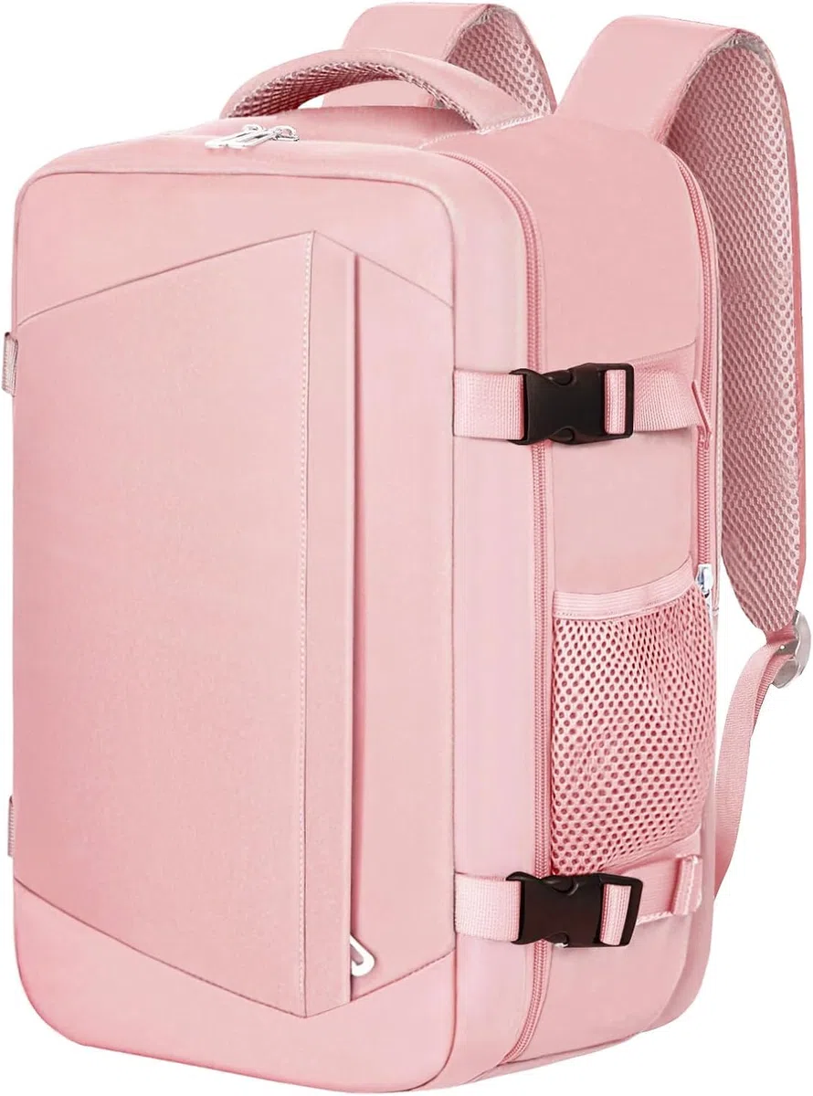 KIRFEIHT Zaino da Viaggio 40x30x20 per Ryanair 24L Bagaglio a Mano Aereo Piccolo - Borsa da Viaggio per Cabina, Zaini Universali per Uomo e Donna per Scuola Trekking Lavoro - Rosa