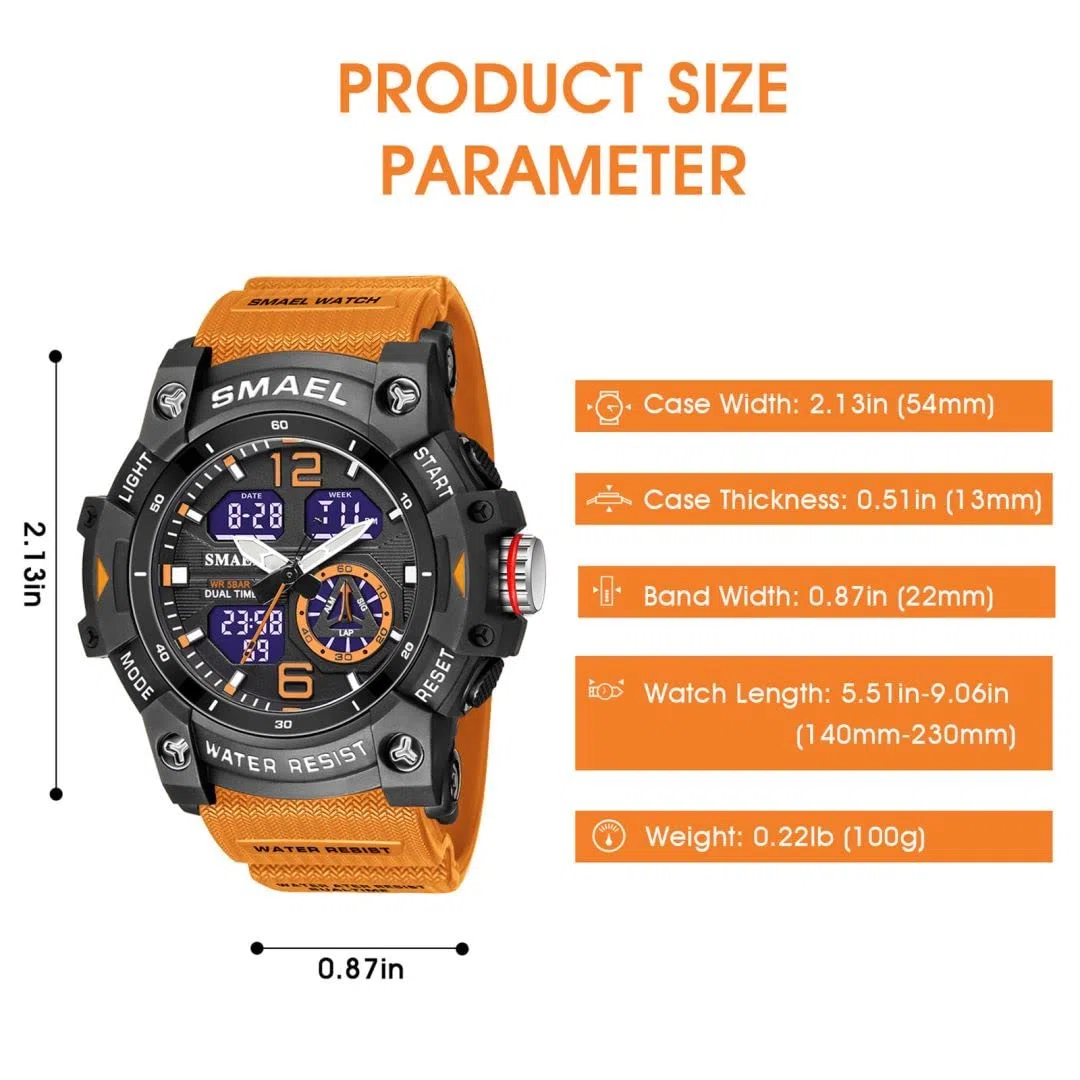 aswan watch Orologio Uomo,Orologio Digitale Uomo con Cronometro,Allarme,Luce LED，Calendario-Orologi Sportivo con Cinturino in Silicone
