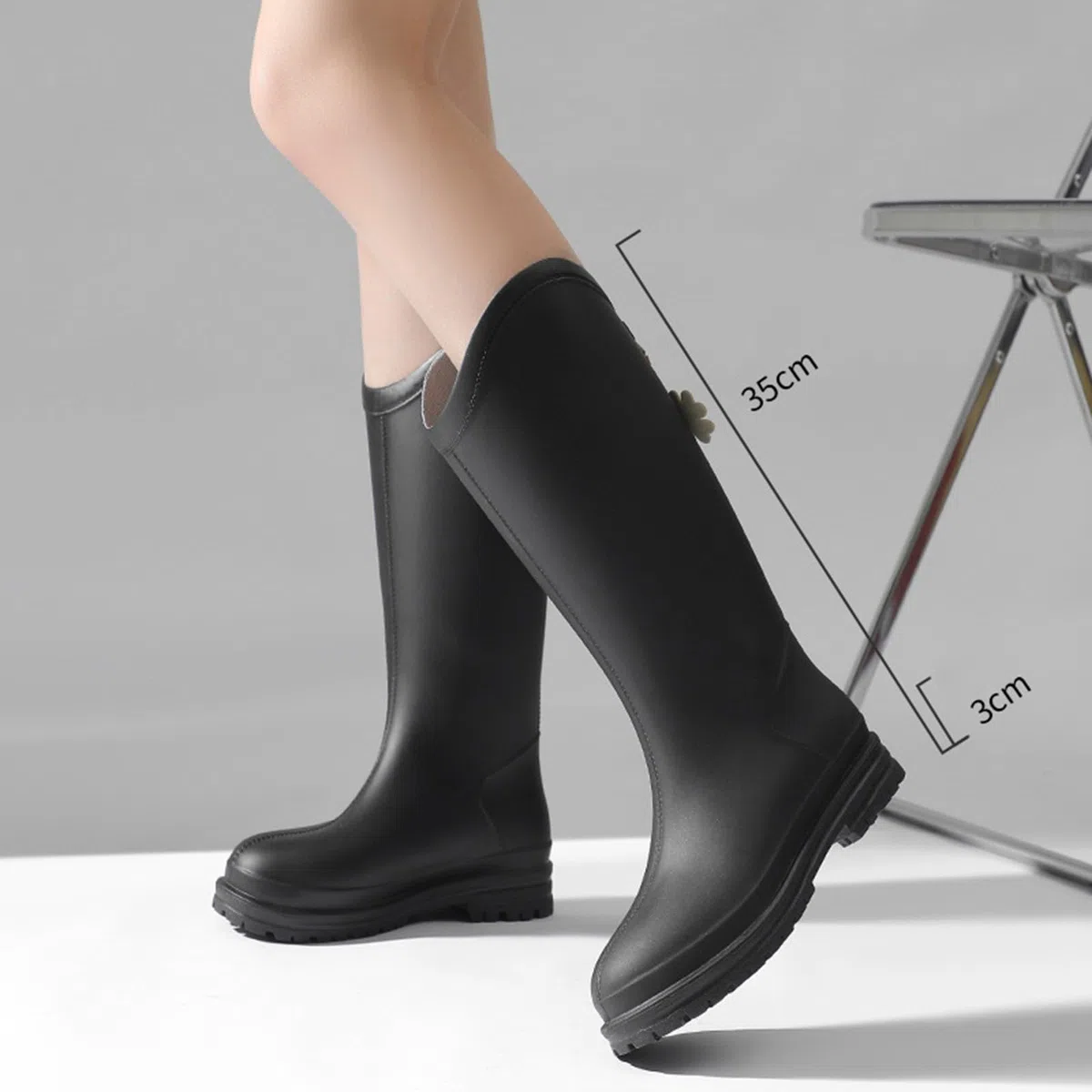 Donna Stivaletti Pioggia Stivali da Giardino in Gomma da Lavoro Wellies Ankle Boots Tronchetti Donna Altezza Stivaletti Moda Antivento Stivali Wellies Ankle Boots per Esterni, Giardino e Cortile