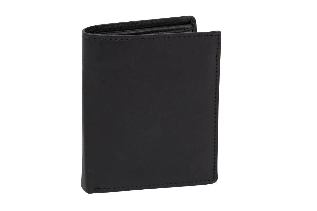 LEAS Portafoglio piccolo con RFID protezione e anti RFID/NFC Tecnologia Blocco, Vera Pelle, nero