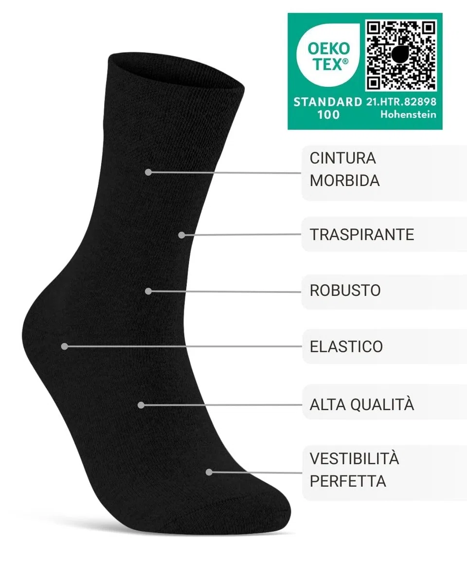 sockenkauf24 10 Paia Calze Diabetici senza Elastico Uomo Donna Cotone senza Cucitura