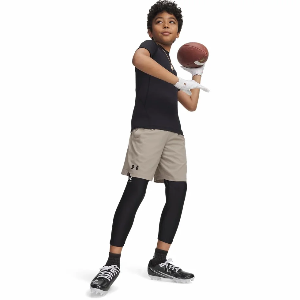 Under Armour UA HG Armour SS, T-shirt Bambini e Ragazzi, Nero, XS