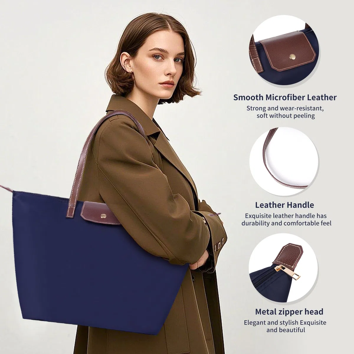 Borsa a tracolla da donna Borsa pieghevole in nylon di grande capacità per le signore Tote Shopping Bag