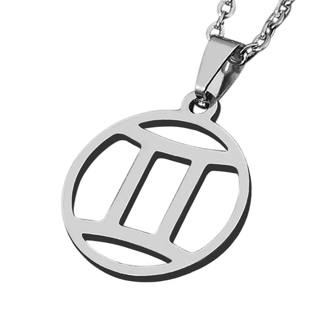 ZENSE - Collana zodiaco Gemelli da uomo ZP0236, diametro 2 cm, con catena