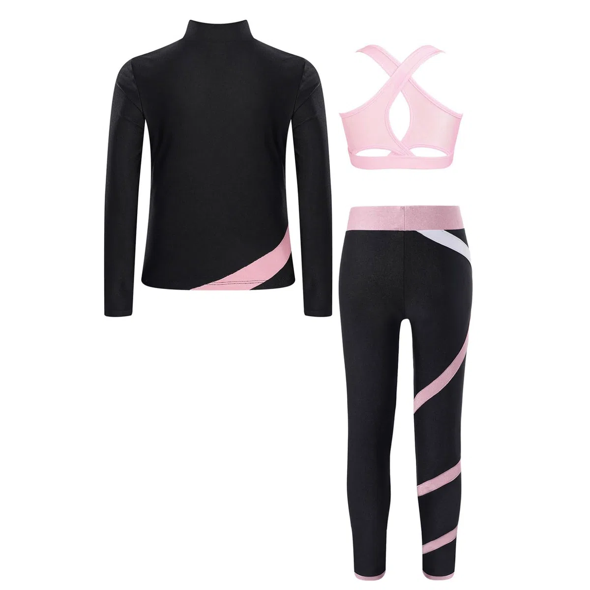 Oyolan Bambino Ragazza Set Sport Tuta Canotta Leggings Palestra Tenuta Ginnastica Pattinaggio Danza Allenamento 5-16 Anni