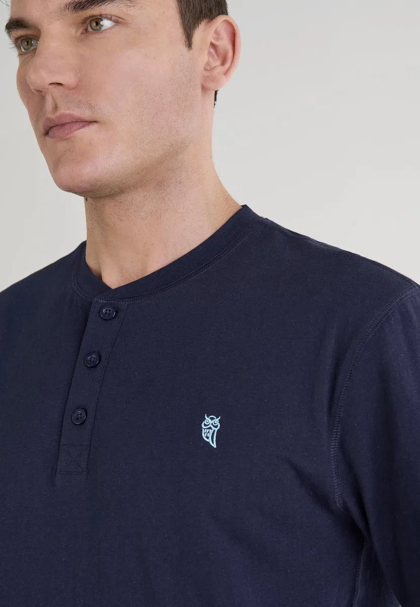 El Búho Nocturno Maglietta Uomo Manica Lunga T-Shirt Pigiama Uomo Manica Corta Top Pigiama Maglia Abbottonatura Tinta Unita
