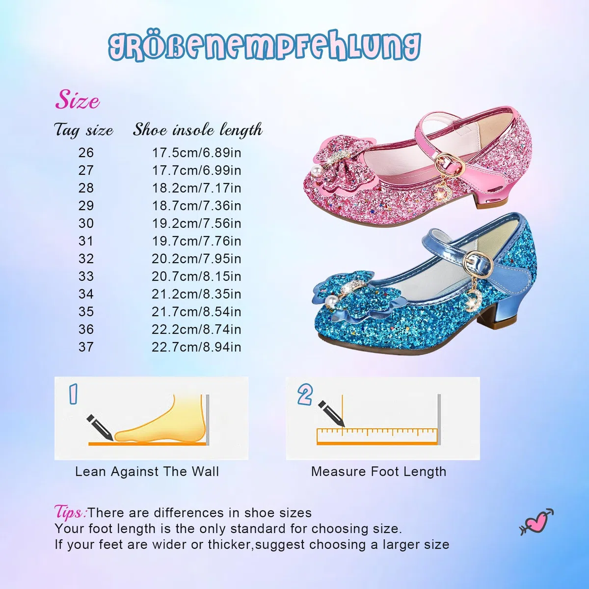 Ulikey Chaussure Princesse Fille, Chaussures Talon Enfant, Paillette Ballerine Talon Fille, Chaussures Paillettes Fille