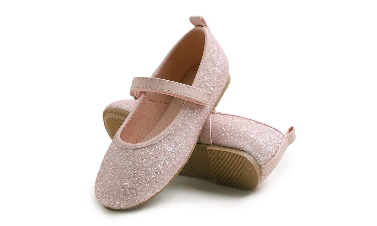 Feversole Girls Glitter Cute Dress,Ragazze Mary Jane Strap Scarpe Basse Ballerine da Principessa Scarpe da Scuola Piatte