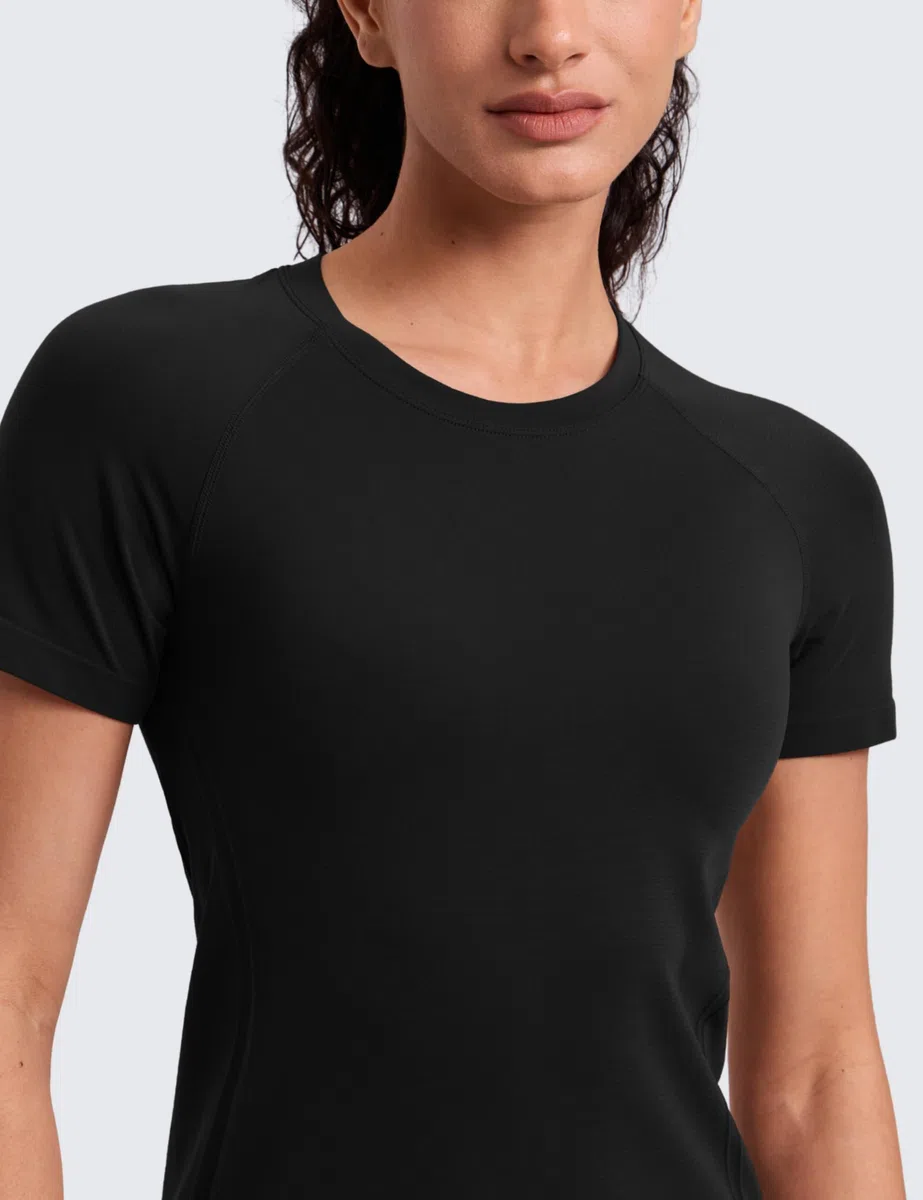CRZ YOGA Seamless Top da Allenamento da Donna Manica Corta Atletica Tees Traspirante Gym Corsa Yoga