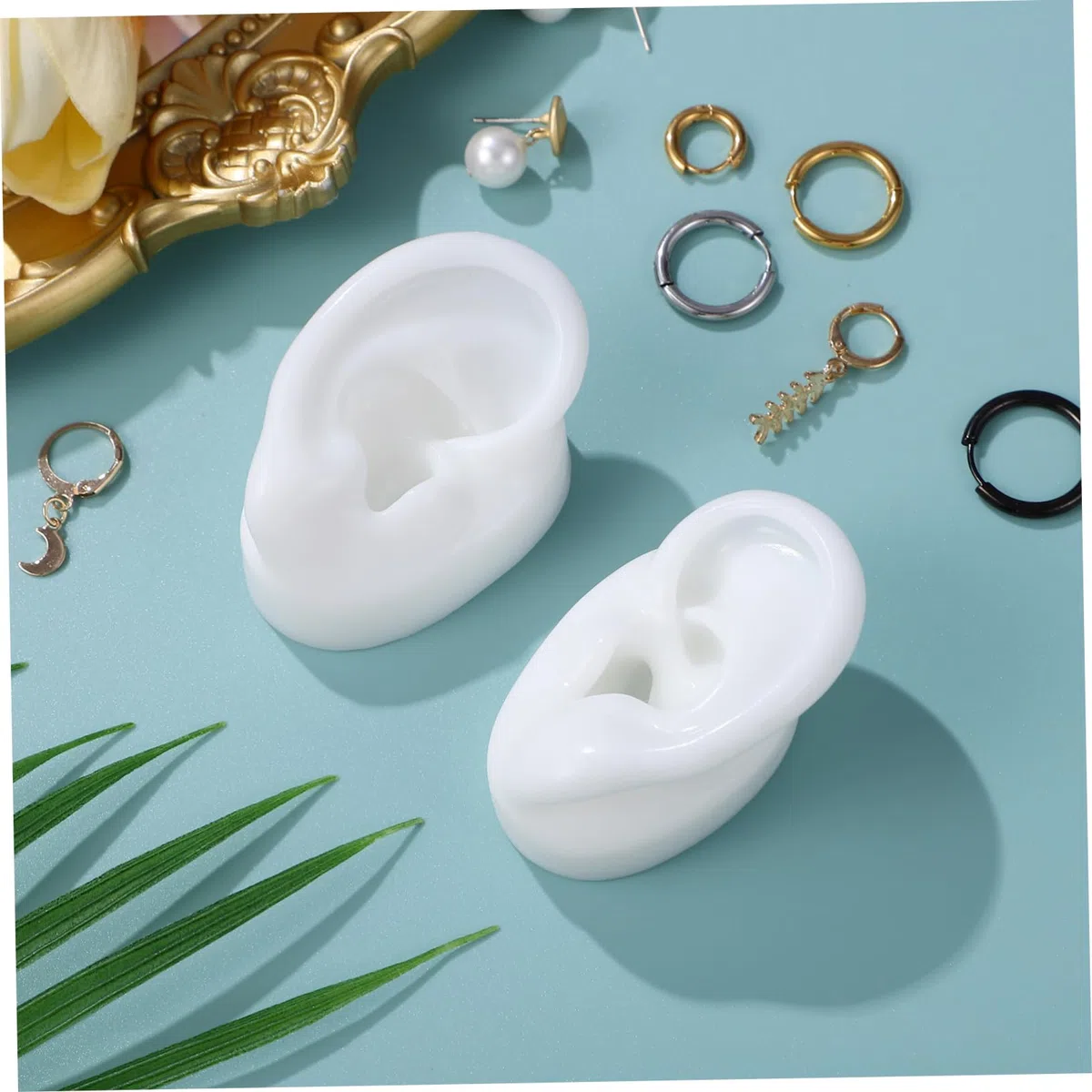 Mipcase 1 paio di orecchini in silicone modello falso realistico artificiale stampi per le orecchie gioielli orecchini espositori puntelli strumenti didattici per piercing