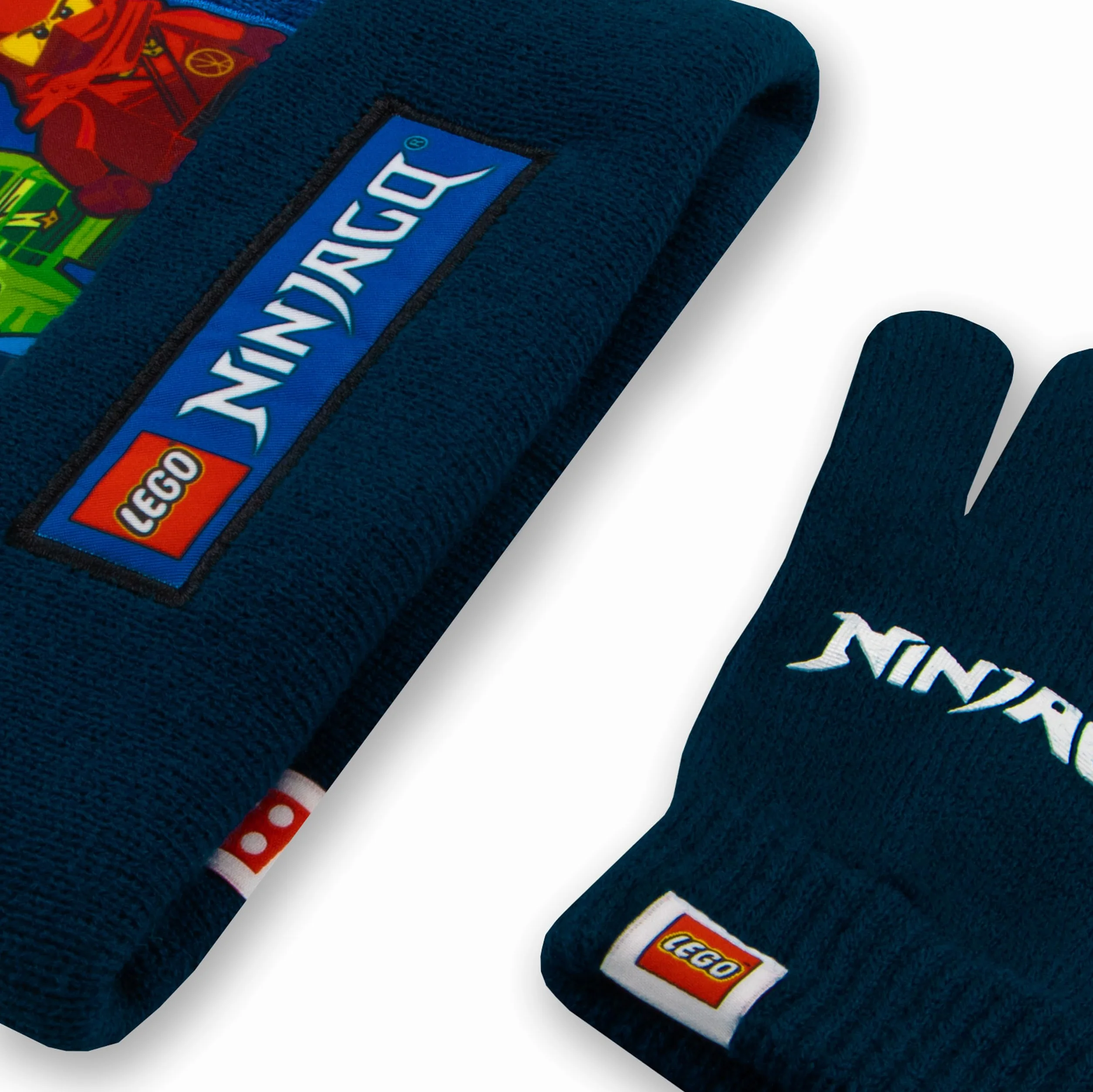 LEGO Ninjago Cappellino Bambino E Guanti | Kai, Lloyd E Jay Cappello E Guanti Invernali | Ninja Beanie Ragazzo | One Size Blu
