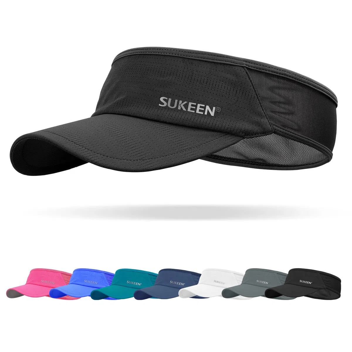 Sukeen Visiera parasole sportiva da uomo e donna, leggera, pieghevole, rinfrescante, elastica, per corsa, tennis, golf