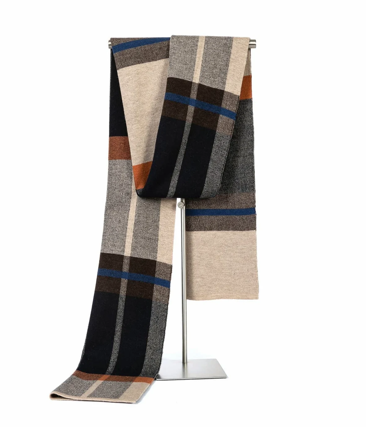 Villand Sciarpa Lavorata a Maglia Scozzese in Lana Merino Australiana per Uomo, Cravatte Calde e Morbide Invernali Scozzesi con Confezione Regalo, 30CM W x 180CM L
